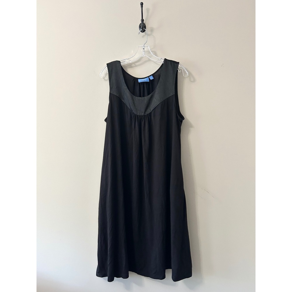 Simply Vera Vera Wang Womens XL Black Faux Leather Yoke Sleeveless Shift Dress